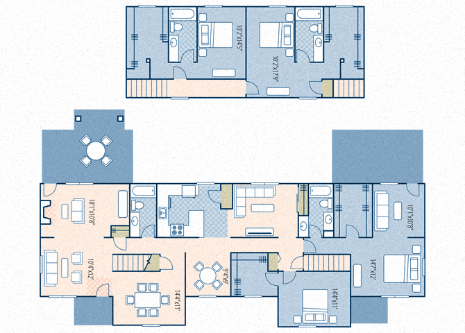 Floor plan for 4 beds, 4 baths, 3156 sqft